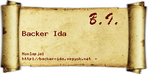 Backer Ida névjegykártya